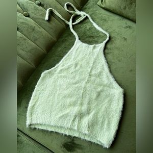 Pacsun green fuzzy crop top